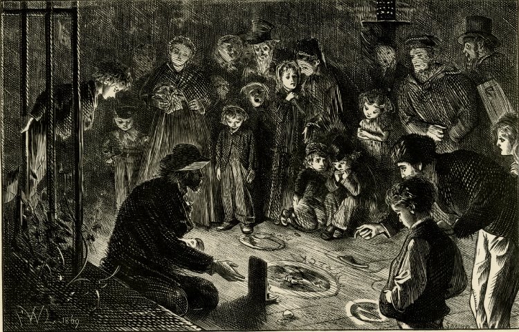 Night Screeving 1869: Drawing F Wilfred Lawson, block cut by Joseph Swain