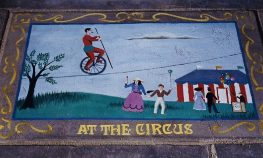 AT THE CIRCUS - Peter Ellenshaw "pavement painting" 